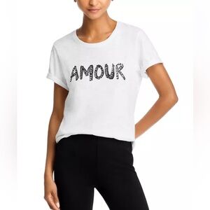 Cinq a Sept White Graphic Tee with 'Amour' Print size xs